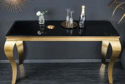 Eleganter Konsolentisch MODERN BAROCK 145cm schwarz gold Opalglas Edelstahlbeine