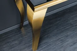 Eleganter Konsolentisch MODERN BAROCK 145cm schwarz gold Opalglas Edelstahlbeine