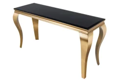 Eleganter Konsolentisch MODERN BAROCK 145cm schwarz gold Opalglas Edelstahlbeine