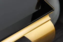 Eleganter Konsolentisch MODERN BAROCK 145cm schwarz gold Opalglas Edelstahlbeine