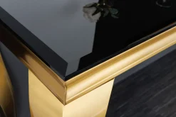 Eleganter Konsolentisch MODERN BAROCK 145cm schwarz gold Opalglas Edelstahlbeine