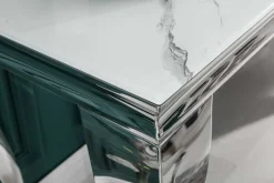 Eleganter Konsolentisch MODERN BAROCK 145cm mit Glasplatte Marmoroptik Edelstahlbeine