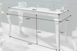 Eleganter Konsolentisch MODERN BAROCK 145cm mit Glasplatte Marmoroptik Edelstahlbeine