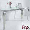 Eleganter Konsolentisch MODERN BAROCK 145cm weiß Opalglas Edelstahlbeine