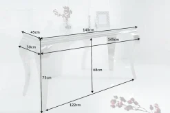 Eleganter Konsolentisch MODERN BAROCK 145cm weiß Opalglas Edelstahlbeine