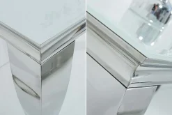 Eleganter Konsolentisch MODERN BAROCK 145cm weiß Opalglas Edelstahlbeine