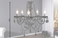 Eleganter Kronleuchter BLACK CRYSTAL 55cm schwarz Acryl 5-armig Lüster