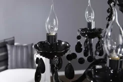 Eleganter Kronleuchter BLACK CRYSTAL 55cm schwarz Acryl 5-armig Lüster