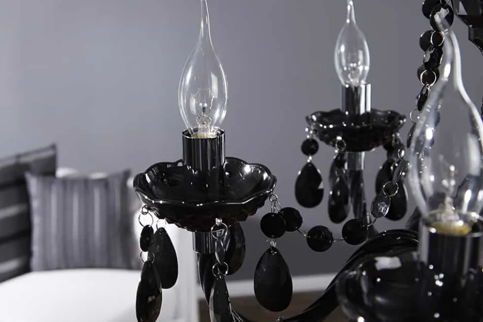 Eleganter Kronleuchter BLACK CRYSTAL 55cm schwarz Acryl 5-armig Lüster