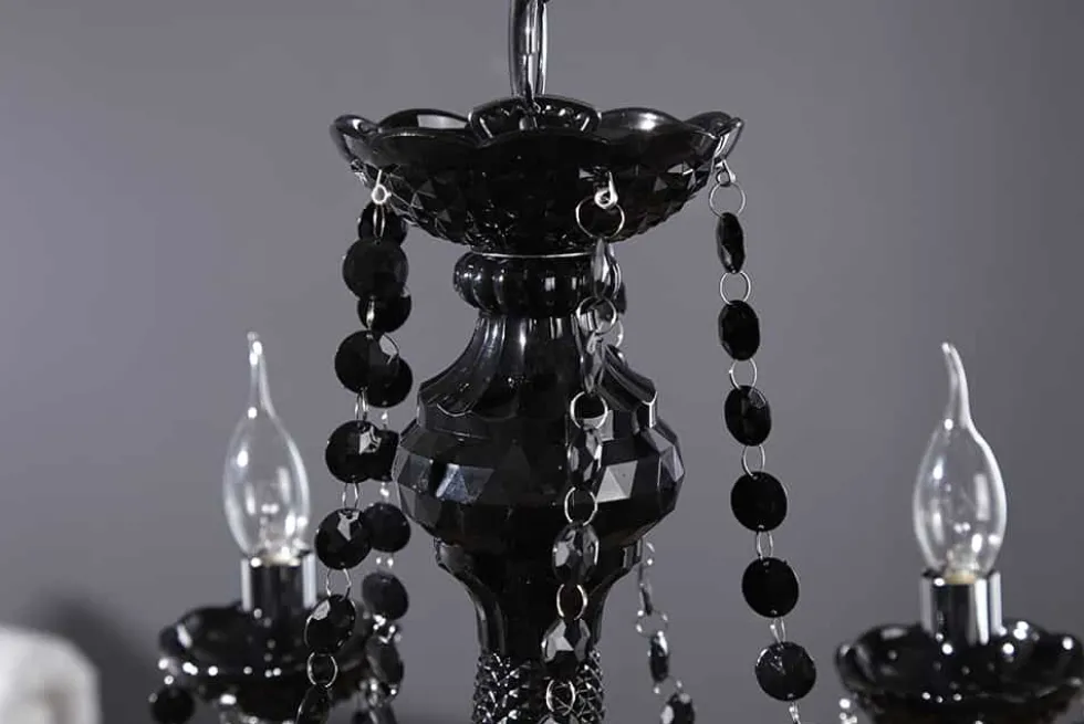 Eleganter Kronleuchter BLACK CRYSTAL 55cm schwarz Acryl 5-armig Lüster