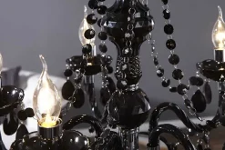 Eleganter Kronleuchter BLACK CRYSTAL 55cm schwarz Acryl 5-armig Lüster