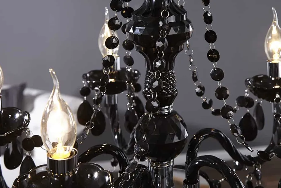 Eleganter Kronleuchter BLACK CRYSTAL 55cm schwarz Acryl 5-armig Lüster