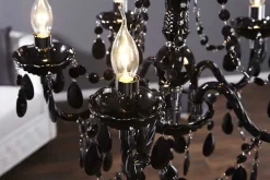 Eleganter Kronleuchter BLACK CRYSTAL 55cm schwarz Acryl 5-armig Lüster