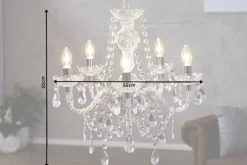 Eleganter Kronleuchter CRYSTAL 55cm klar Acryl 5-armig Lüster
