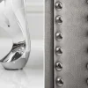 Eleganter Nachttisch EXTRAVAGANCIA 50cm silbergrau Samt Nachtkommode mit Schublade