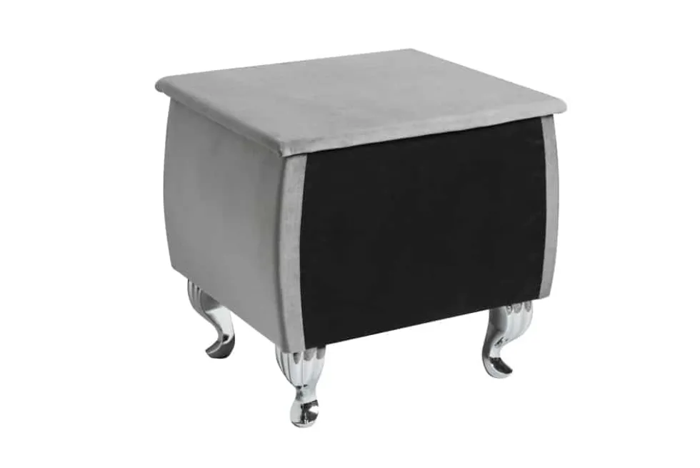 Eleganter Nachttisch EXTRAVAGANCIA 50cm silbergrau Samt Nachtkommode mit Schublade