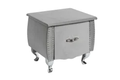 Eleganter Nachttisch EXTRAVAGANCIA 50cm silbergrau Samt Nachtkommode mit Schublade