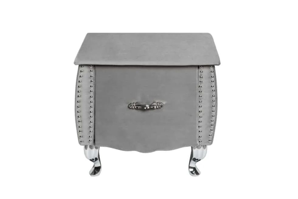 Eleganter Nachttisch EXTRAVAGANCIA 50cm silbergrau Samt Nachtkommode mit Schublade