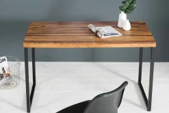 Eleganter Schreibtisch ELEMENTS 118cm braun Sheesham stone finish Metallgestell