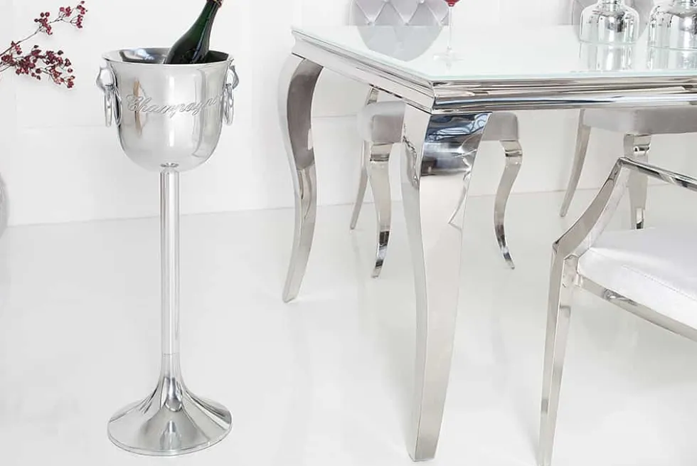Eleganter Sektkühler CHAMPAGNE 75cm silber poliert Flaschenkühler