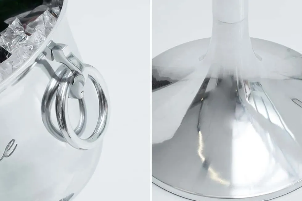 Eleganter Sektkühler CHAMPAGNE 75cm silber poliert Flaschenkühler