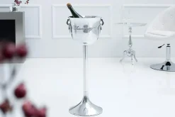 Eleganter Sektkühler CHAMPAGNE 75cm silber poliert Flaschenkühler