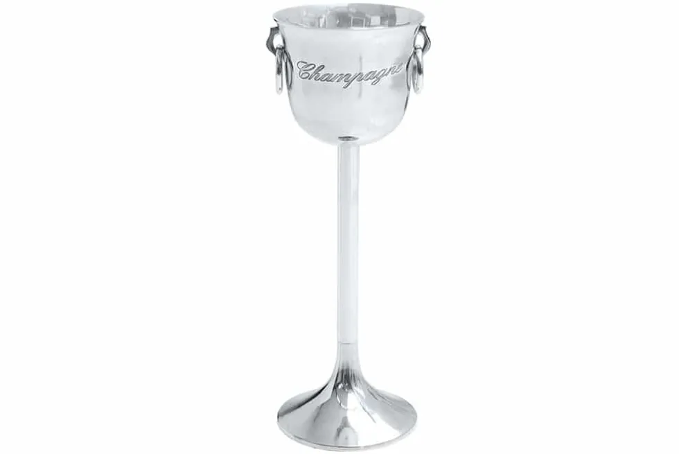 Eleganter Sektkühler CHAMPAGNE 75cm silber poliert Flaschenkühler
