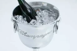 Eleganter Sektkühler CHAMPAGNE 75cm silber poliert Flaschenkühler