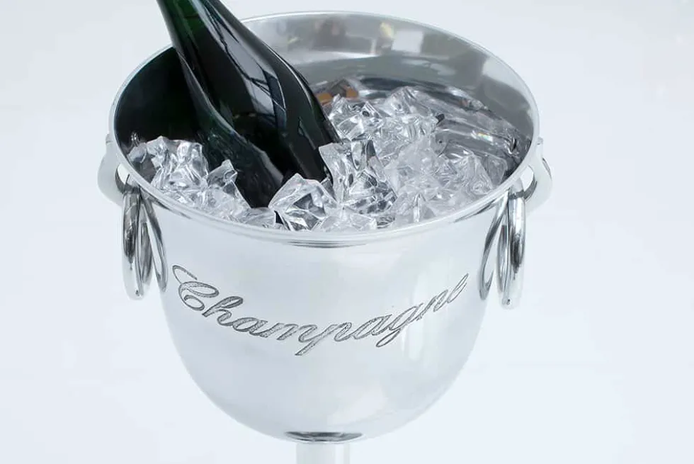 Eleganter Sektkühler CHAMPAGNE 75cm silber poliert Flaschenkühler