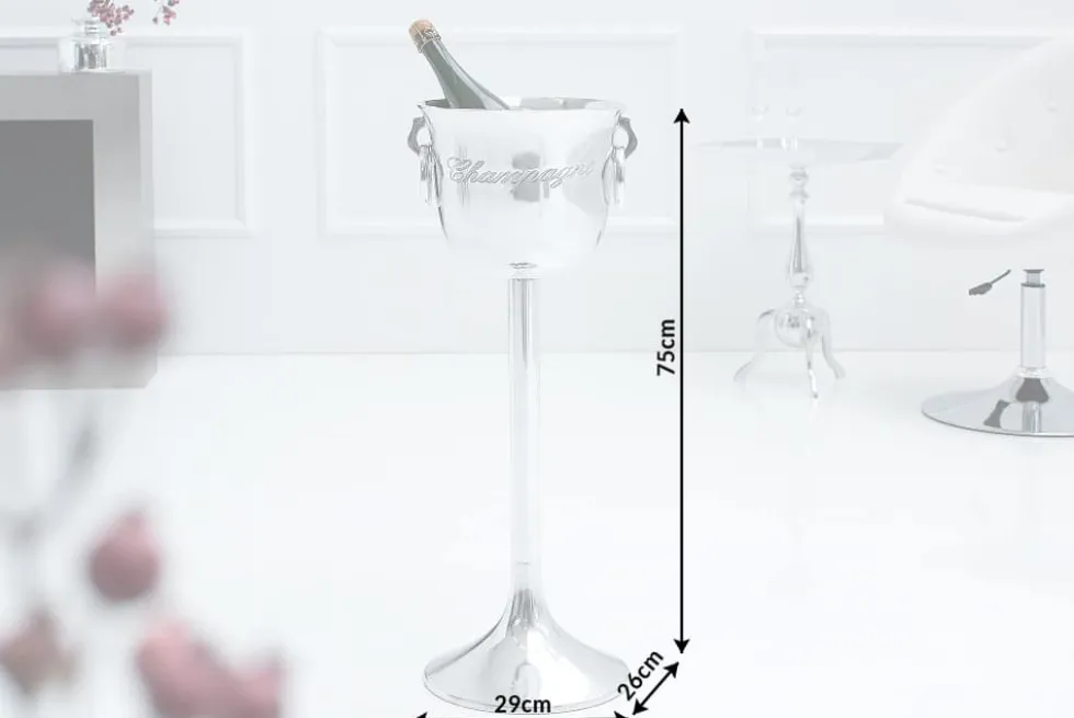 Eleganter Sektkühler CHAMPAGNE 75cm silber poliert Flaschenkühler