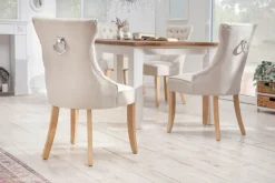 Eleganter Stuhl CASTLE beige Leinenstoff Landhausstil mit Komfortgriff