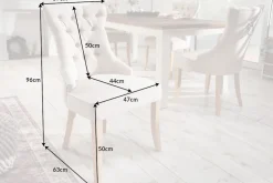 Eleganter Stuhl CASTLE beige Leinenstoff Landhausstil mit Komfortgriff