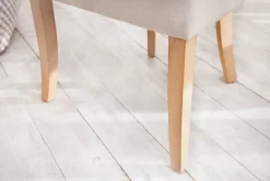 Eleganter Stuhl CASTLE beige Leinenstoff Landhausstil mit Komfortgriff