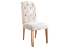 Eleganter Stuhl CASTLE beige mit Chesterfield Steppung im Landhausstil