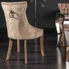 Eleganter Stuhl CASTLE coffee Samt Landhausstil mit Komfortgriff