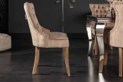 Eleganter Stuhl CASTLE coffee Samt Landhausstil mit Komfortgriff