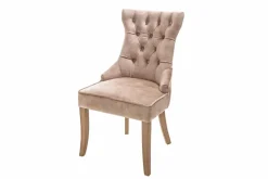 Eleganter Stuhl CASTLE coffee Samt Landhausstil mit Komfortgriff