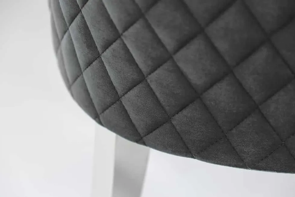 Eleganter Stuhl CASTLE DELUXE grau Samt Löwenkopf Chesterfield Design Esszimmerstuhl Nieten
