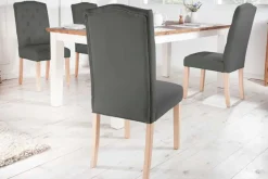 Eleganter Stuhl CASTLE grau mit Chesterfield Steppung im Landhausstil