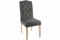 Eleganter Stuhl CASTLE grau mit Chesterfield Steppung im Landhausstil