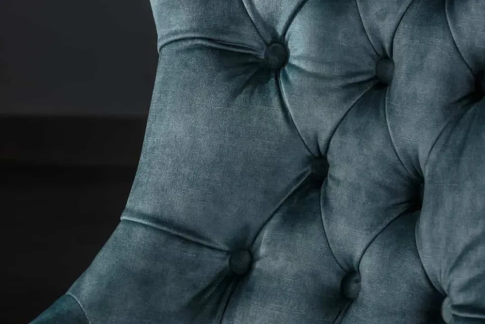 Eleganter Stuhl CASTLE petrol Samt Landhausstil mit Komfortgriff