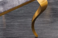 Eleganter Stuhl MODERN BAROCK grau Samt mit goldenem Löwenkopf