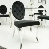 Eleganter Stuhl MODERN BAROCK schwarz Samt mit Knöpfen Edelstahlbeine