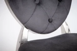 Eleganter Stuhl MODERN BAROCK schwarz Samt mit Knöpfen Edelstahlbeine