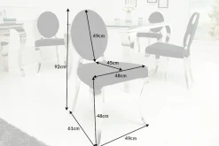 Eleganter Stuhl MODERN BAROCK schwarz Samt mit Knöpfen Edelstahlbeine