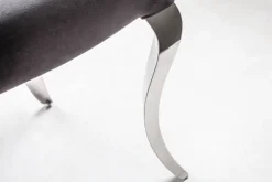 Eleganter Stuhl MODERN BAROCK schwarz Samt mit Knöpfen Edelstahlbeine