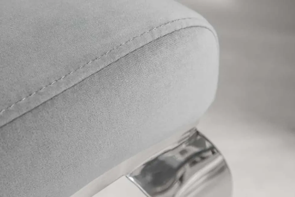 Eleganter Stuhl MODERN BAROCK edel-grau Samt Stuhlbeine aus Edelstahl