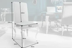 Eleganter Stuhl MODERN BAROCK edel-grau Samt Stuhlbeine aus Edelstahl