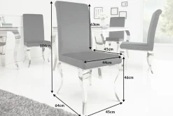 Eleganter Stuhl MODERN BAROCK schwarz Samt Stuhlbeine aus Edelstahl