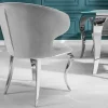 Eleganter Stuhl MODERN BAROCK II edel-grau Samt Edelstahlbeine